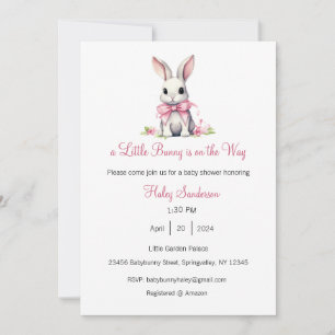Una pequeña invitación de conejo en camino, bebé 