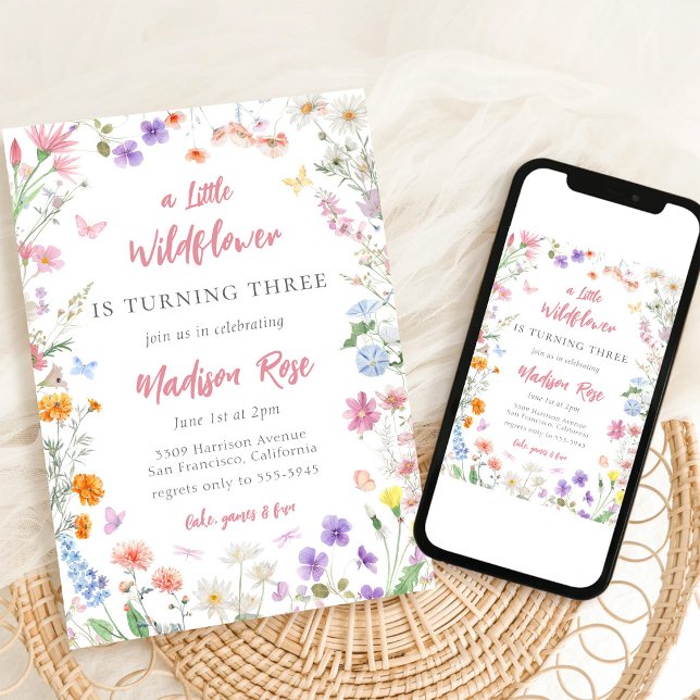 Una pequeña invitación de cumpleaños floral de flo (Subido por el creador)