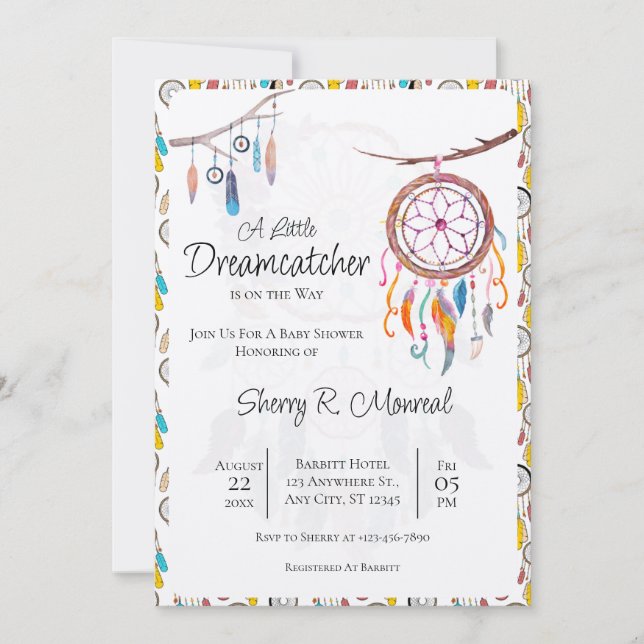 Una pequeña invitación de Dreamcatcher para Baby S (Anverso)