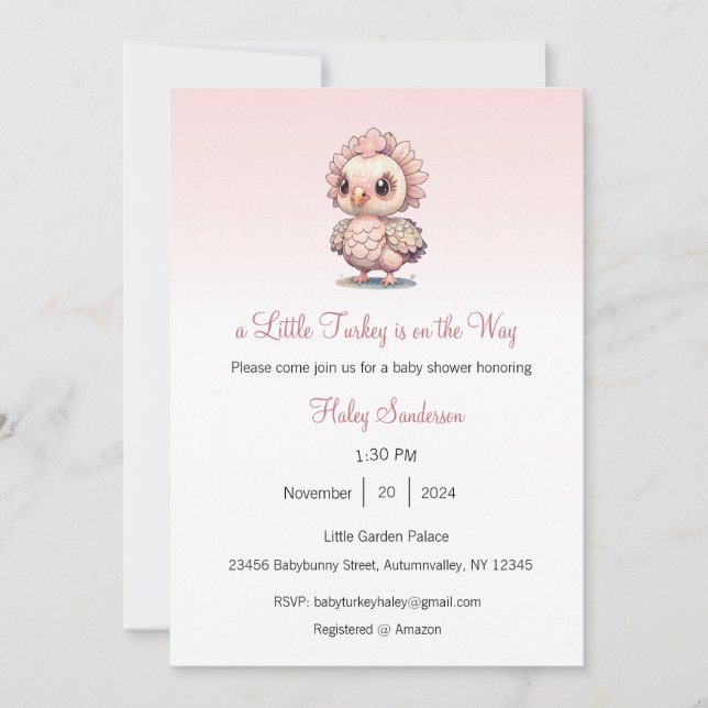 Una pequeña invitación de pavo en camino, gracias (Anverso)