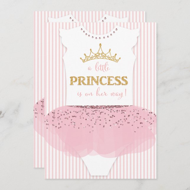 Una pequeña invitación de princesa Baby Shower (Anverso / Reverso)