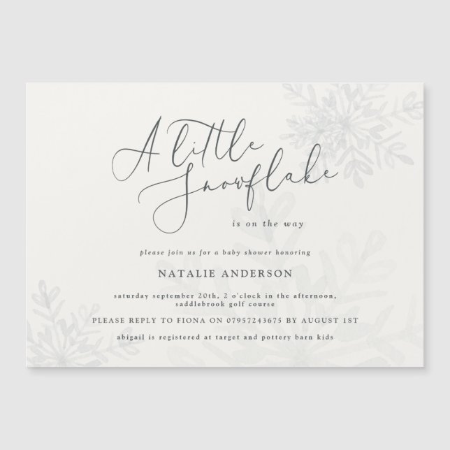 Una pequeña invitación para una ducha con copos de (Anverso)