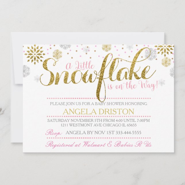 Una pequeña invitación para una ducha de bebé colo (Anverso)