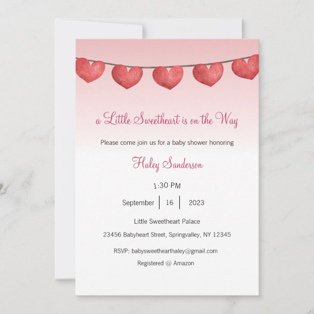 Una pequeña querida está en camino Invitación (Anverso)