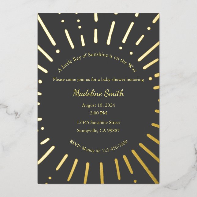 Una pequeña rayo de sol está en camino Invitación  (Anverso)