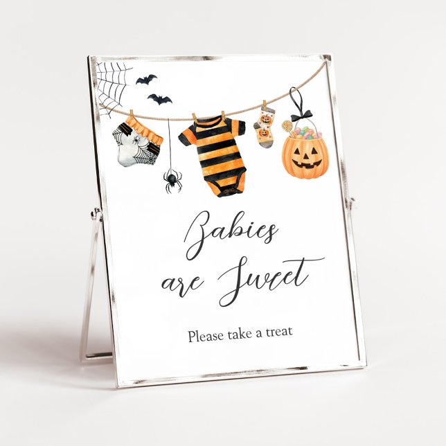 Una pequeña señal de ropa de bebé Boo es dulce (Ghost Clothesline Baby Shower Babies are Sweet Sign)