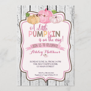 Una pequeña tarjeta de Baby Shower de calabaza