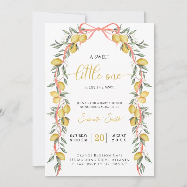 Una pequeña y dulce invitación a Baby Shower con l (Anverso)