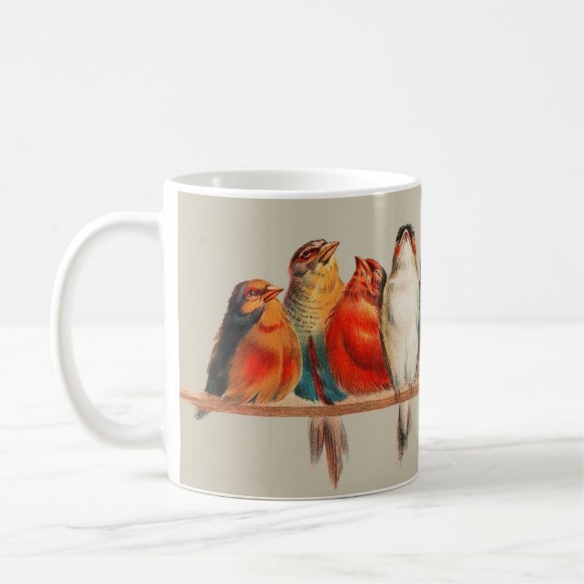Una percha de pájaros, una taza (Izquierda)