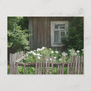 Una postal de cabaña de madera