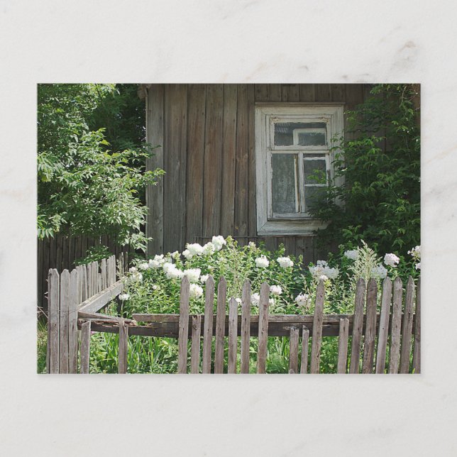 Una postal de cabaña de madera (Anverso)