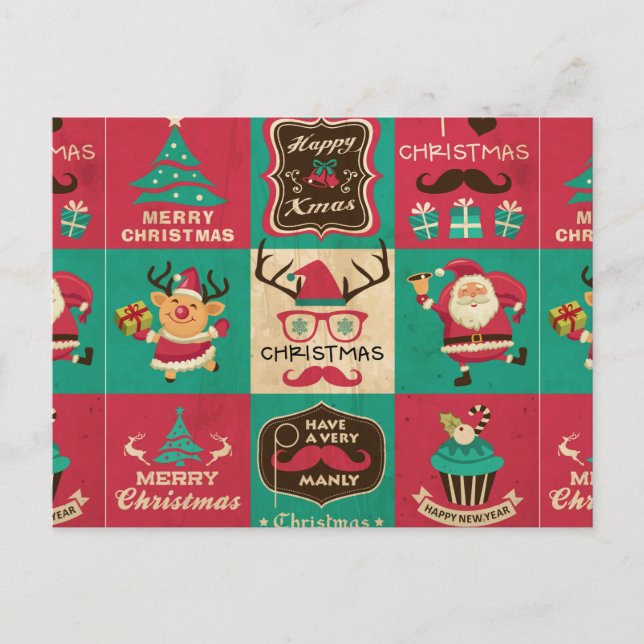 Una postal de Collage de Mustache para Navidades m (Anverso)
