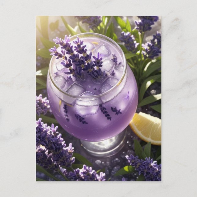 Una postal de lavanda de vidrio refrescante (Anverso)