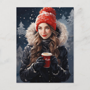 Una postal para entusiastas del invierno y el café