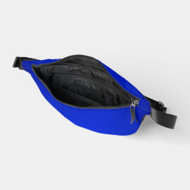 Una riñonera azul vibrante con una cremallera negr