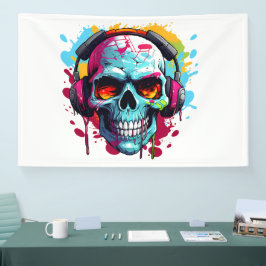 Una señal acrílica de cráneo de arte pop de DJ