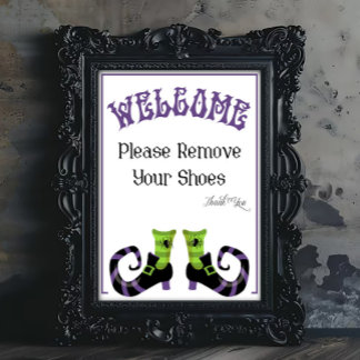 Una señal de Halloween para quitarse los zapatos