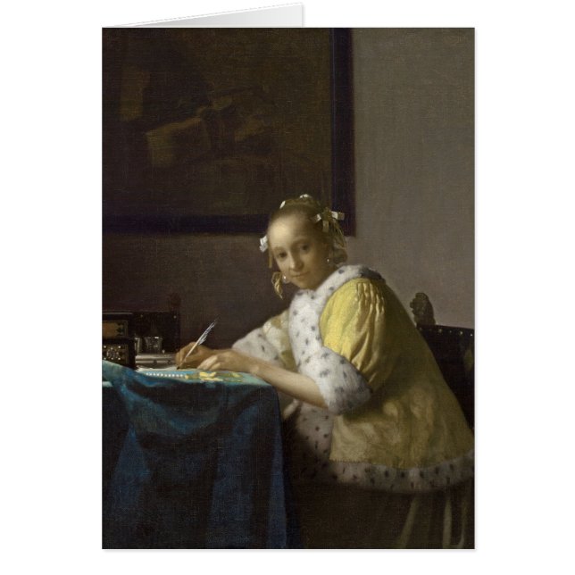 Una señora Writing, C. 1665 (aceite en lona) (Frente)
