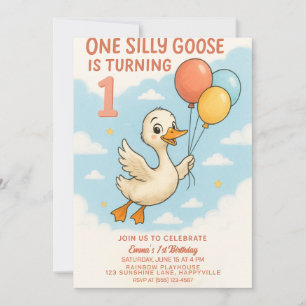 Una Silly Goose Primer Cumpleaños Invitación Para