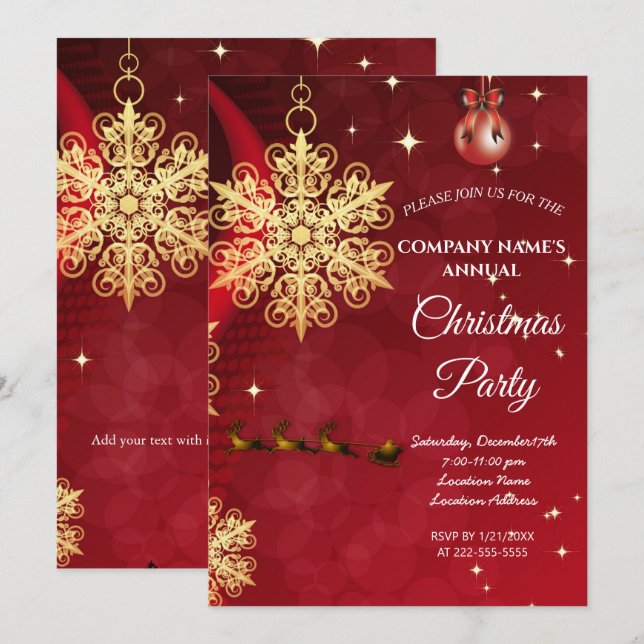 Una simple invitación al partido de Navidades eleg (Anverso / Reverso)