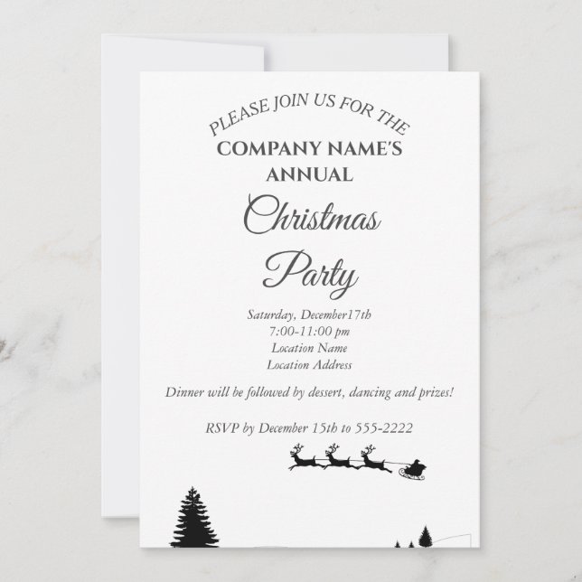 Una simple invitación elegante de Navidad en blanc (Anverso)