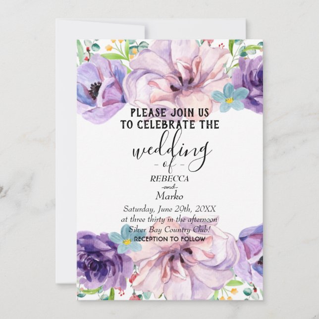 Una simple invitación floral blanca (Anverso)