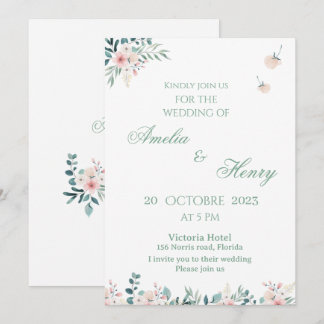 Una simple tarjeta de invitación de boda con acuar