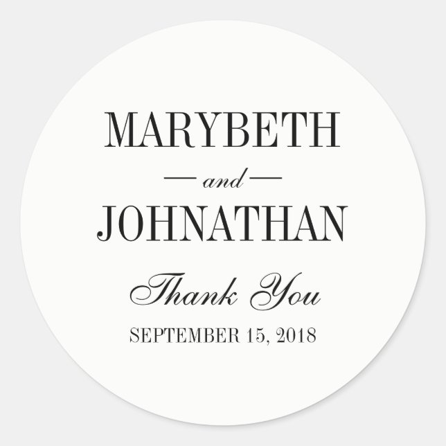 Una simple y elegante boda gracias a tu Pegatina (Anverso)