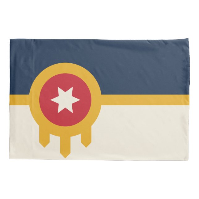 Una sola funda de almohada con bandera de Tulsa, O (Reverso)