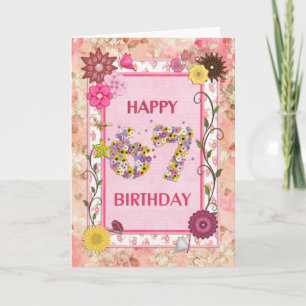 Una tarjeta artesanal de cumpleaños número 67