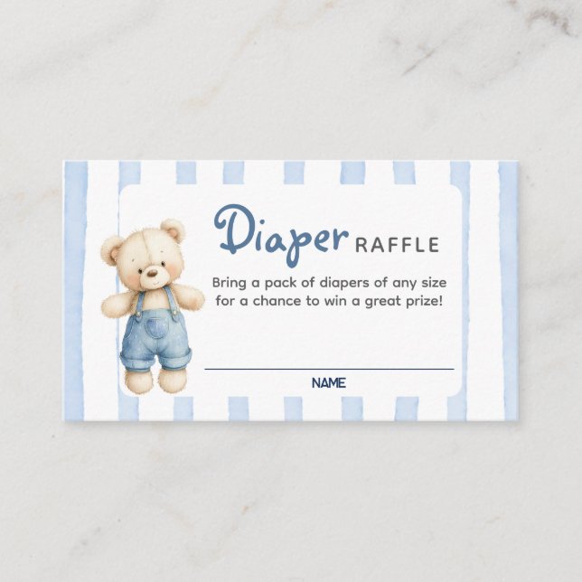 Una tarjeta azul Jean Baby Shower Diaper Raffle (Anverso)