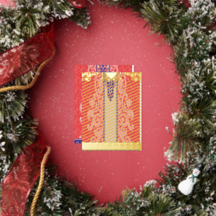 una tarjeta con un corazón rojo en ella