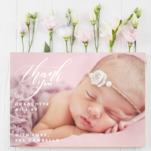 Una tarjeta de agradecimiento de baby shower de un