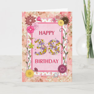 Una tarjeta de cumpleaños 38 de aspecto artesanal