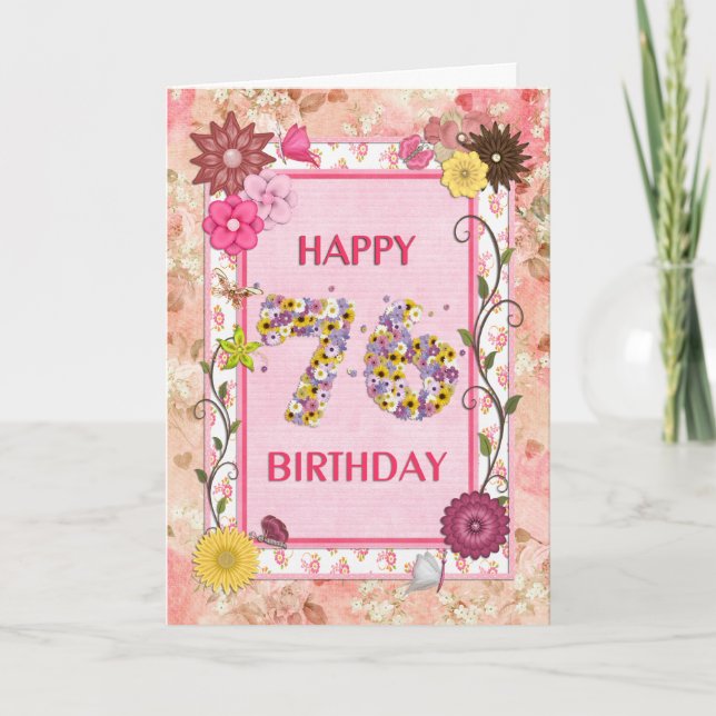 Una tarjeta de cumpleaños 76 de artesanía (Anverso)