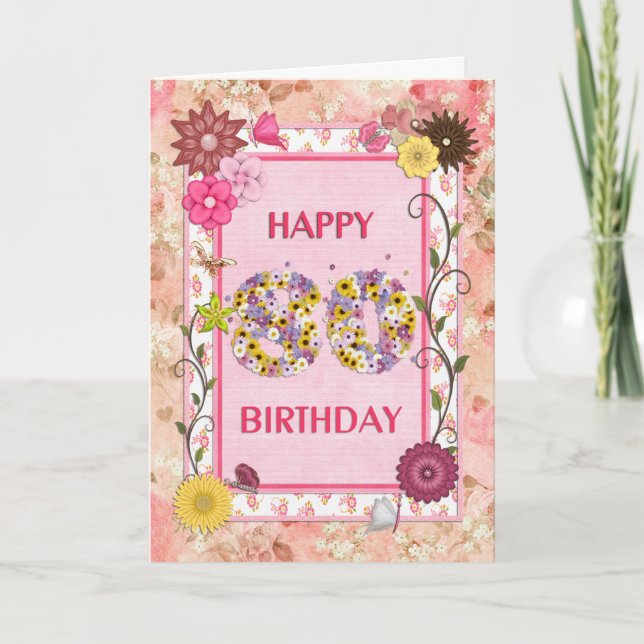 Una tarjeta de cumpleaños 80 de artesanía (Anverso)