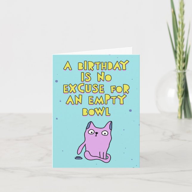 Una tarjeta de cumpleaños del gato, mensaje de per (Anverso)