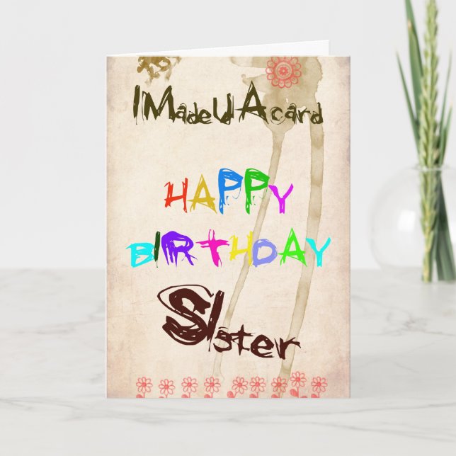 Una tarjeta de cumpleaños para la hermana (Anverso)