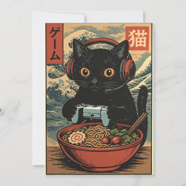 Una tarjeta de felicitación divertida con un gato  (Anverso)