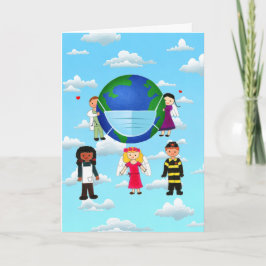 Una tarjeta de felicitación doblada a los héroes