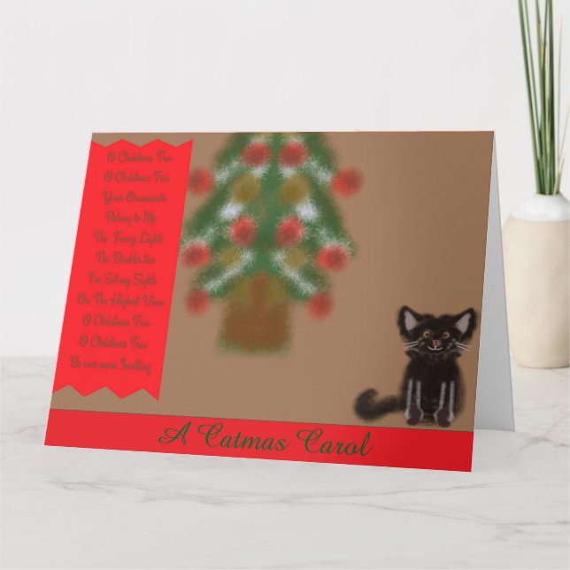 Una tarjeta de felicitación doblada de Catmas Caro (Anverso)