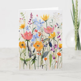 Una tarjeta de felicitación floral caprichosa, flo