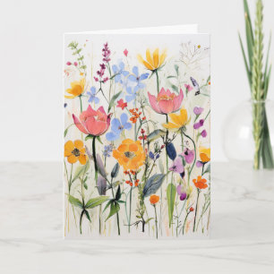 Una tarjeta de felicitación floral caprichosa, flo