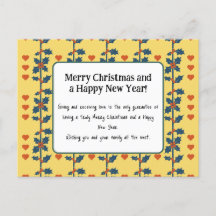 una tarjeta de feliz año nuevo amarilla v6/6