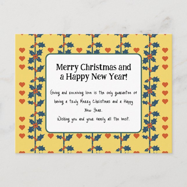 una tarjeta de feliz año nuevo amarilla v6/6 (Anverso)