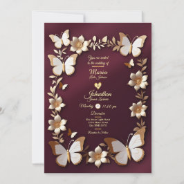 Una tarjeta de invitación a la Boda Dorada y Borgo