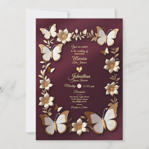 Una tarjeta de invitación a la Boda Dorada y Borgo