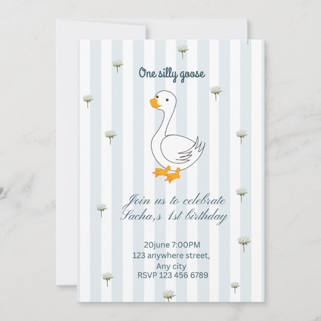 Una tarjeta de invitación de cumpleaños de un gans (Anverso)