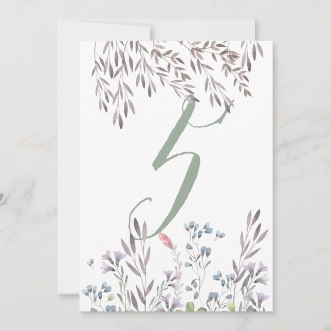 Una tarjeta de mesa de boda de flores silvestres N (Anverso)