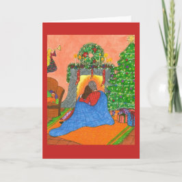 Una tarjeta de Navidad acogedora con el gato